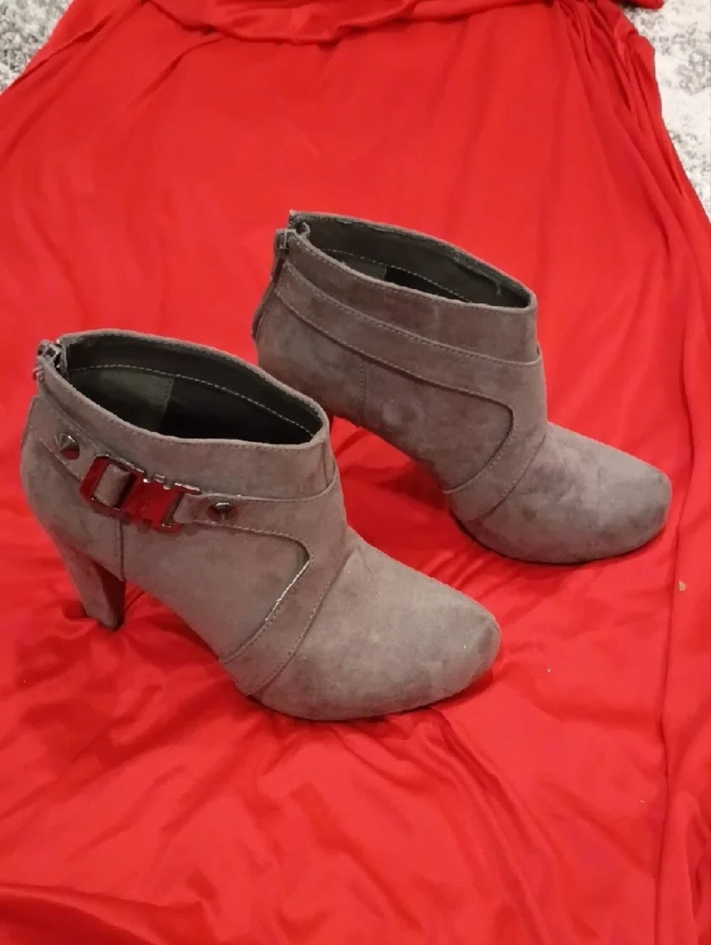 G by Guess Taupe Suede Ankle Booties with Side Strap